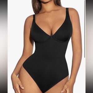 FeelinGirl Shapewear Bodysuit Tummy Control Body Suits Deep V Neck Thong NWT XL